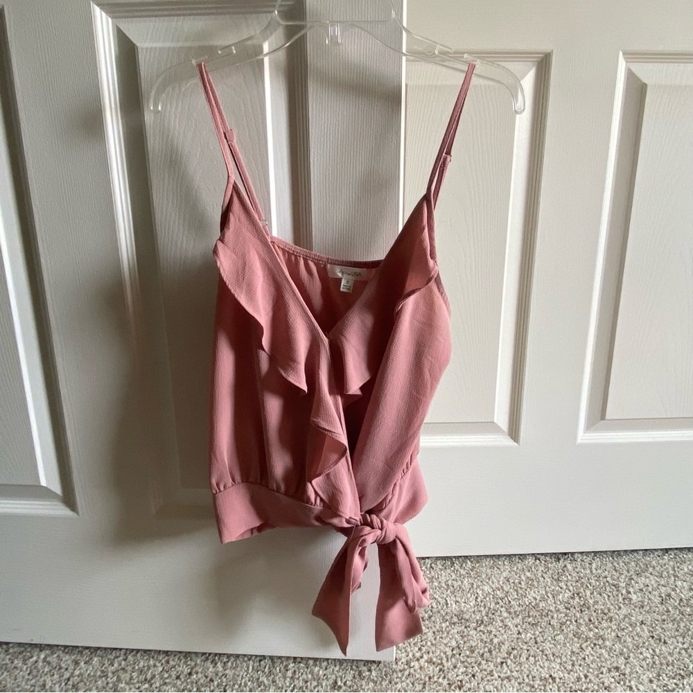 Ruffle Mauve Tie Tank Top